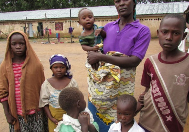 A woman and her family